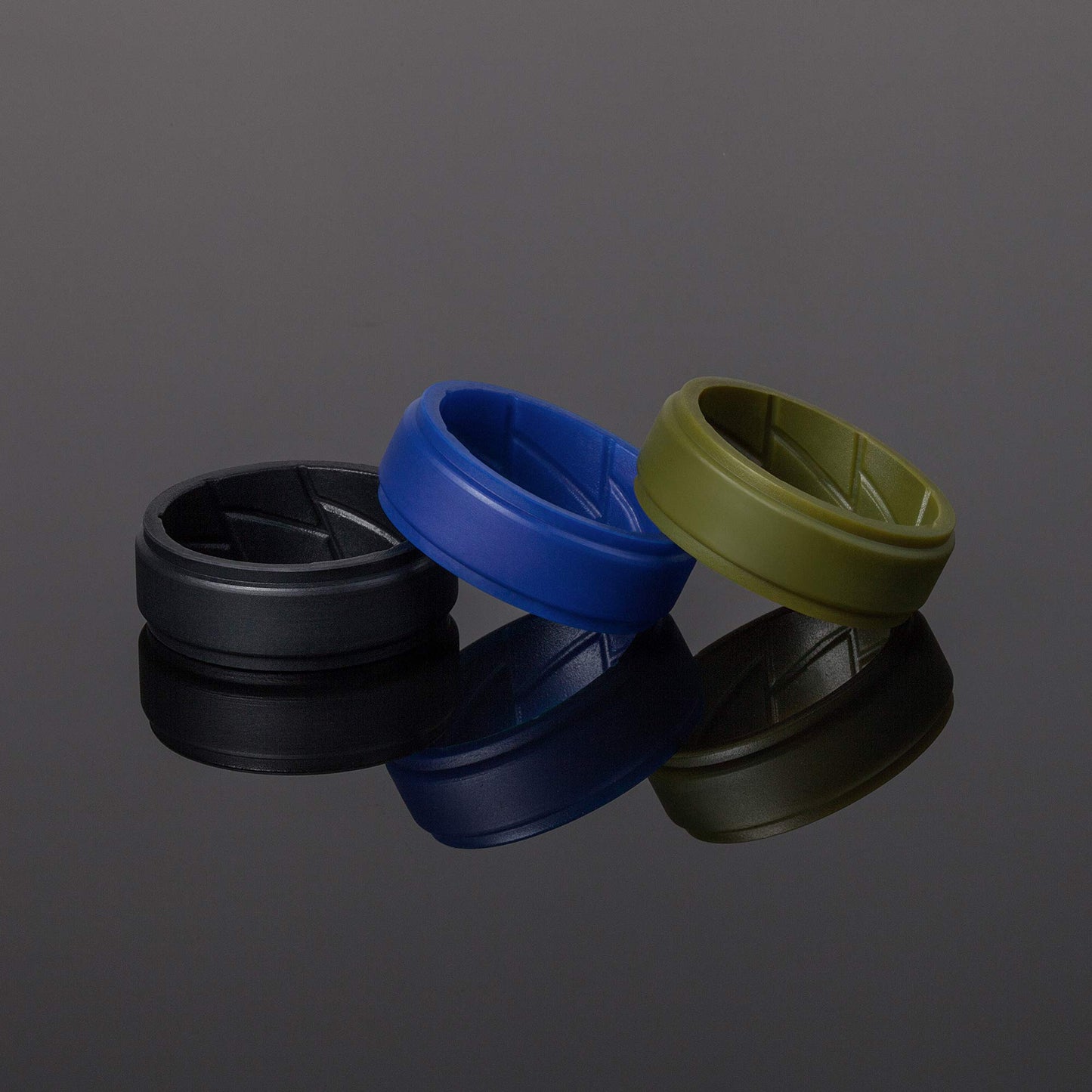 ThunderFit Silicone Wedding Rings for Men Breathable Airflow Inner Grooves, Step Edge Sleek Design Rubber Engagement Bands 8mm Wide 2mm Thick, Variety Multipack 1-7