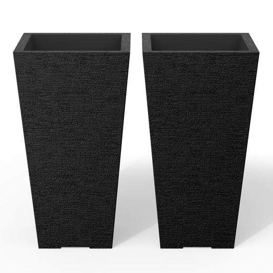 Kante 28 Inch Tall Planter Set of 2, Large Taper Planter for Outdoor Indoor Garden Patio Front Door (Black)