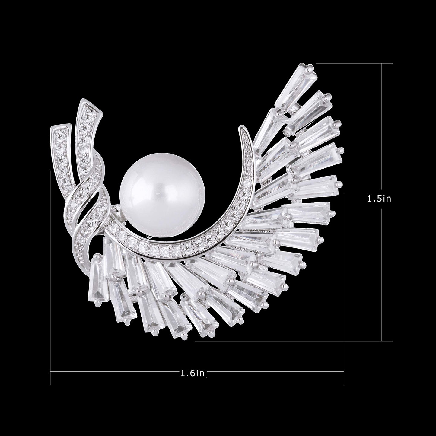 SinglinArt Brooches for Women Girls Flower White Rhinestone Crystal Pin Jewelry
