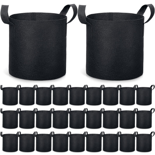 Boao 30 Pack 2 Gallon Grow Bags Aeration Fabric Pots for Plants with Handles Thickened Non Woven Grow Pots Bulk Plant Bags for Garden Vegetable Flower