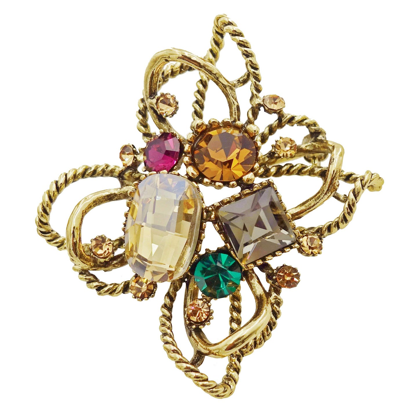 SinglinArt Brooches for Women Girls Vintage Flower Crystal rhinestone Jewelry