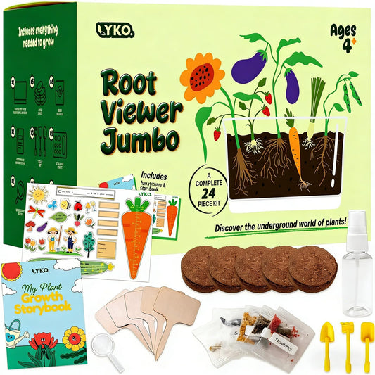 Large Root Viewer Kit for Kids STEM Science Toy Growing Kits for Ages 4, 5, 6, 7, 8, 9,10 Birthday Gifts for Boys Girls, DIY Set, Includes Strawberry, Eggplant, Dwarf Sunflower, Carrot, Pea, Scallion
