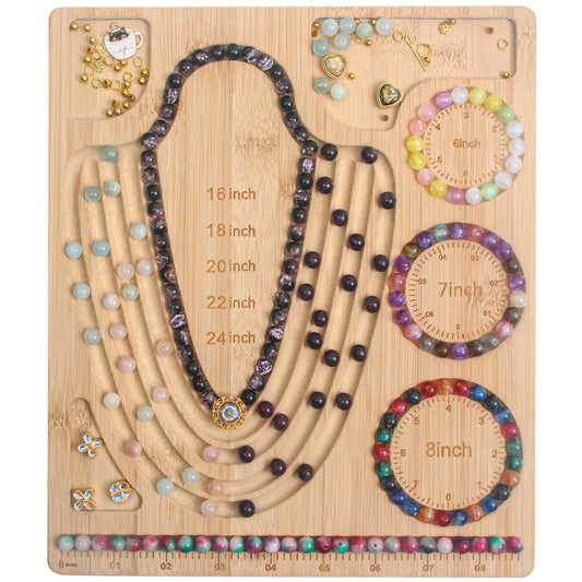 Bead Board for Jewelry Making, Bamboo Beading Tray Design Mat for Necklaces, Bracelets, and Crafts. Portable Bracelet Sizer Jewelry Making Supplies