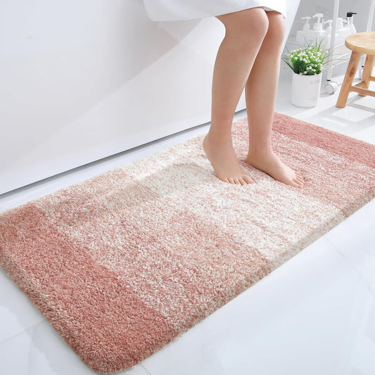 OLANLY Bathroom Runner Rug - Extra Soft Microfiber Mat, Quick Dry & Washable, 47x24 Inches, Peach