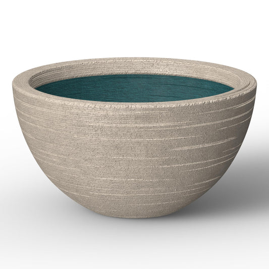 Kante 16.9 Inch Dia Concrete Planter, Round Bowl Design Garden Pot for Indoor Outdoor Plants, Modern Flower Pot with Drainage Hole, Weathered Concrete Finish with Painted Interior