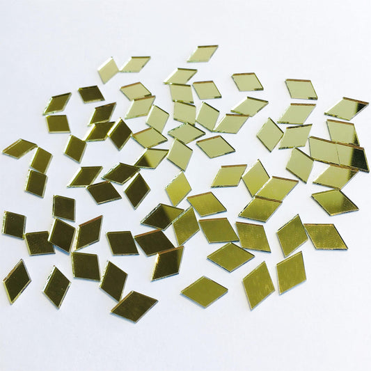 200 Pcs Mini Diamond Shape Mirror Mosaic Tiles for Craft Work, Disco Ball Mirror, Home Decor (Gold)