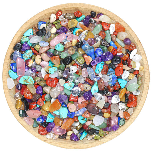 1000pcs Multicolor Natural Chips Stone Beads for Jewelry Making Supplies,Irregular Gemstones Beads Healing Crystal for Women Crafts,Loose Rocks Bead Hole Drilled DIY for Bracelet Jewelry (5-8mm)