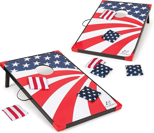 EastPoint Sports Cornhole Game Set Bean Bag Toss MDF - 2' W x 3' L - Built-In Storage, Convenient Carry Handles and 8 Premium Bean Bags