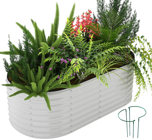 ZFHgarden Galvanized Metal Planter Round Raised Garden Bed Kit for Gardening Outdoor Galvanized Planter Outdoor 1PC Gray 6X3X2FT