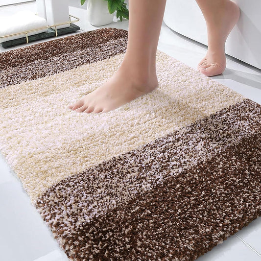 OLANLY Bathroom Rug Mat - Extra Soft, Absorbent Microfiber | Non-Slip Plush Shaggy Design, 30x20, Brown