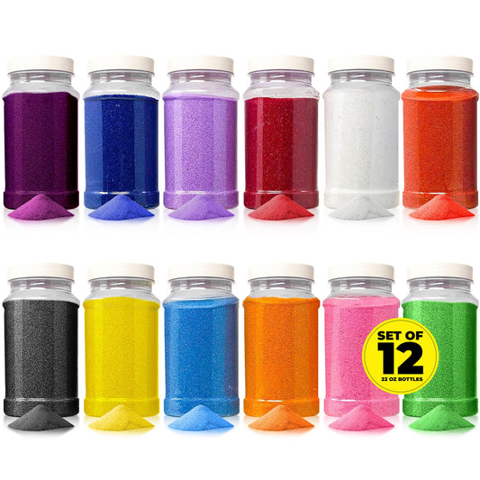 Podzly 16.5 Pound Colored Play Sand - Assorted Colorful Craft Art Available in 12 Colors! Perfect for Sand Art, Crafts, Kids' Projects, Rangoli Colors, and DIY Kits for Kids. Explore Your Creativity!