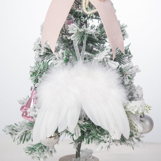 24Pcs Angel Wings Christmas Ornaments Mini Angel Feather Hanging Decor for Christmas Tree Angel Wings Pendant for Crafts Xmas Party DIY Decorations