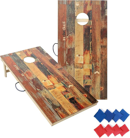 Solid Wood Premium Corn Hole Outdoor Game Set, 2 Regulation and Waterproof Cornhole Game Boards, with 8 Toss Bags, Perfect for Outdoor Indoor
