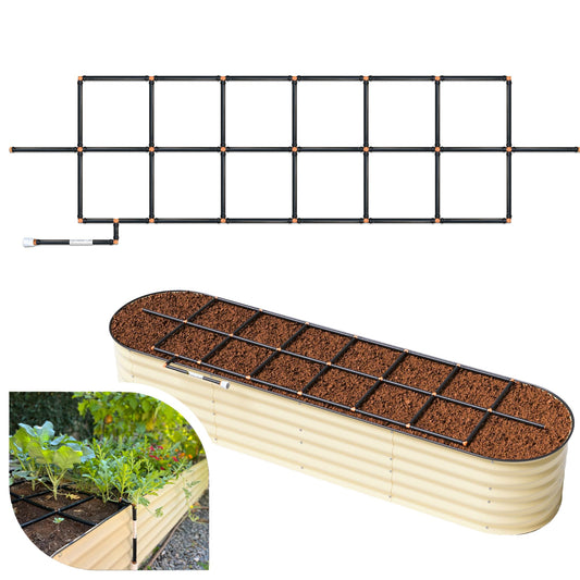 Garden Grid Watering System, 2x8 Cornerless | Garden Irrigation System for Garden Beds | Pre-Assembled, Waters Every Plant, USA-Made | Ideal for Beds w/Corner Posts or Curved Ends | 22.5"x88"