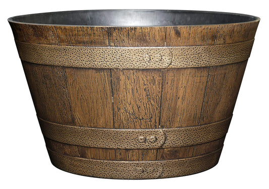 Classic Home and Garden Whiskey Barrel Planter, 20.5", Distressed Oak