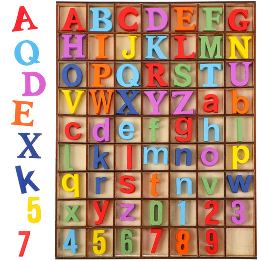 Blulu 248 Pcs 1 Inch Wood Alphabet Letters Numbers Blank Unfinished Wooden Letters Numbers for Crafts with Rustic Storage Tray for Spelling Learning Education Back to School Gifts(Colorful)