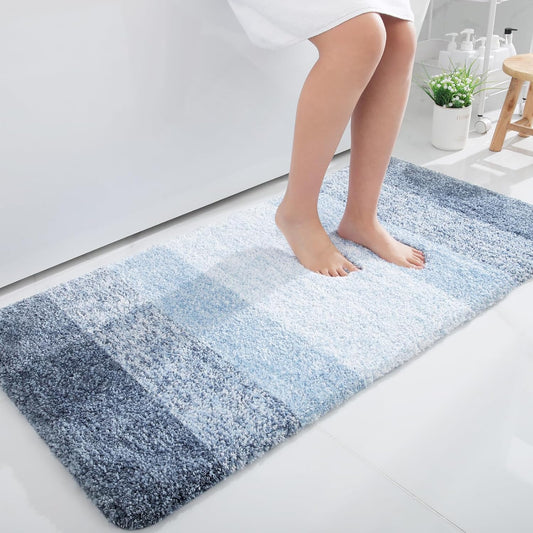 OLANLY Large Bathroom Rugs - Extra Soft Microfiber Mat 40x24 | Quick Dry, Machine Washable, Blue