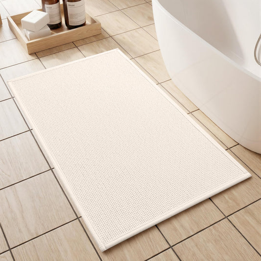 YIHOUSE Bathroom Rugs Mat 16x24, Non Slip Quick Dry Bath Mats for Bathroom Absorbent Ultra Thin Bath Rugs Machine Washable Fit Under Door for Sink, Cabinet, Laundry (Beige, 16"x24")