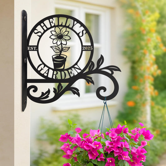 YCHARTSIGN Personalized Metal Plant Hanger Outdoor and Indoor Decor, Custom Hanging Plants Bracket, Plant Hooks for Bird Feeder, Wind Chime, Flower Baskets, Hanging Plant Hooks (Flowers)