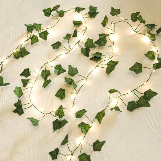 Skiennix Fairy Lights Vine - 40 LEDs Battery Operated Green Ivy String Lights | 2 Pack for Bedroom Decor