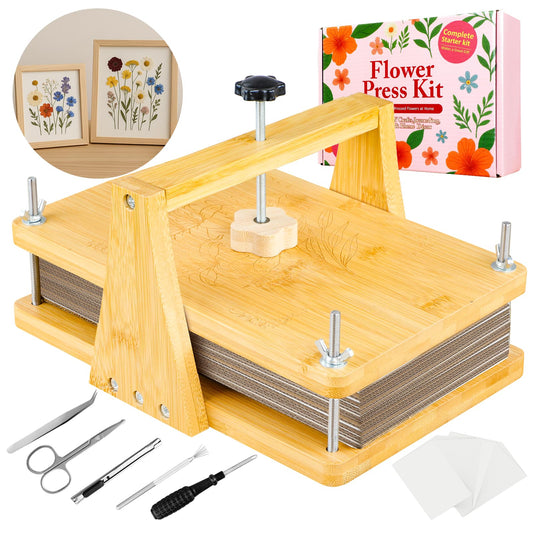 MeRGBWLife Large Bamboo Flower Press Kit – 6 Layers, 11"x7" Even Pressure Plant Press for Adults, DIY Flower & Leaf Preservation for Arts, Crafts, and Dried Plant Projects