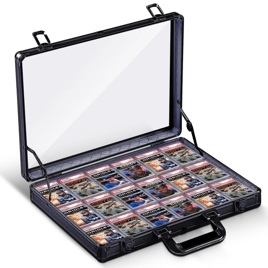 Memorywuu Trade Show Display Case, 16"x12" Aluminum Locking Tabletop Showcase for Trading Cards, Sports Cards, Jewelry, Lightweight Portable for Exhibitions, Collectibles(Black, Classic)