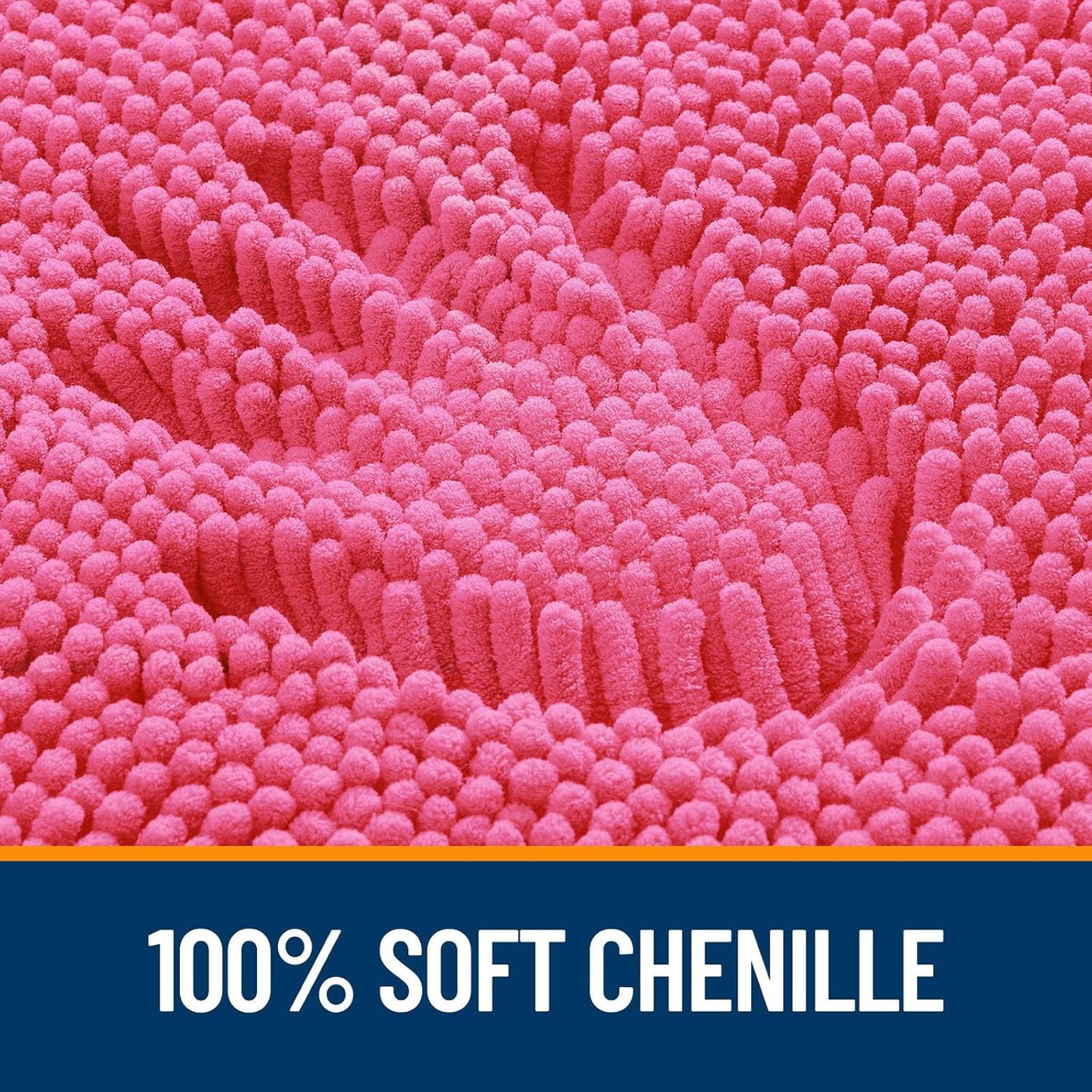 OLANLY Large Bath Rugs - Extra Soft Chenille with Rubber Backing | Quick-Dry, Machine Washable, Hot Pink 40x32