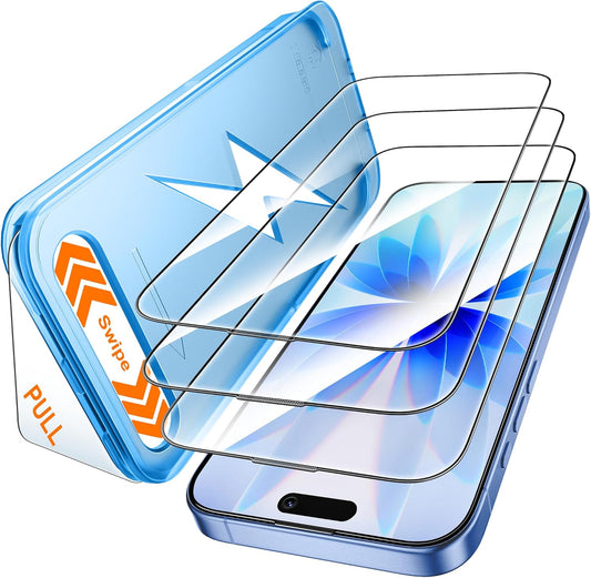 17 3 Pack, [9H+ Mkeke for iPhone Screen Protector Hardness] [Military-Grade Drop Protection] [Sensitive Touch] [Easy