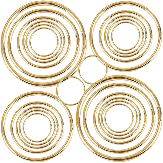 24Pcs Macrame Hoops Ring, BetterJonny 6 Sizes Metal Craft Rings Hoops Gold Dream Catcher Rings Wreath Hoop Rings for Home Decorations DIY Crafts and Wall Hanging Crafts(2in,3in,4in,5in,6in,8in)