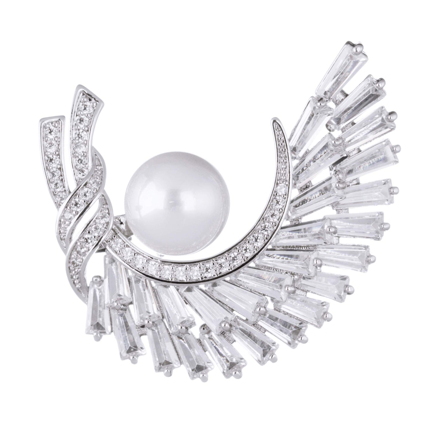 SinglinArt Brooches for Women Girls Flower White Rhinestone Crystal Pin Jewelry
