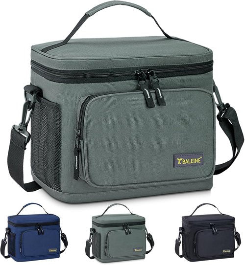 BALEINE Insulated Lunch Bag - Leakproof Cooler for Work & Picnic | 15 Can Capacity, Medium, Grey