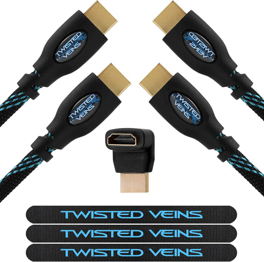 15 2-Pack, 2.0b 4K 60hz HDMI Cable ft, Premium HDMI Braided Cord Type High Speed with Ethernet, Supports HDMI HDR