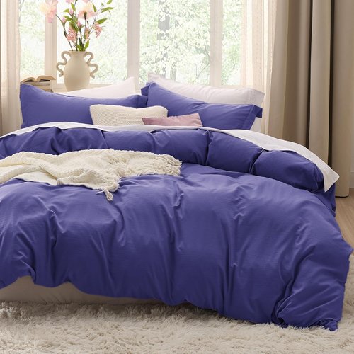 Bedsure Oversized King Duvet Cover Set - Extra Soft Prewashed Cotton-Like Polyester, 3 Pieces, 120''x98'' with Zipper Closure & 2 Pillow Shams