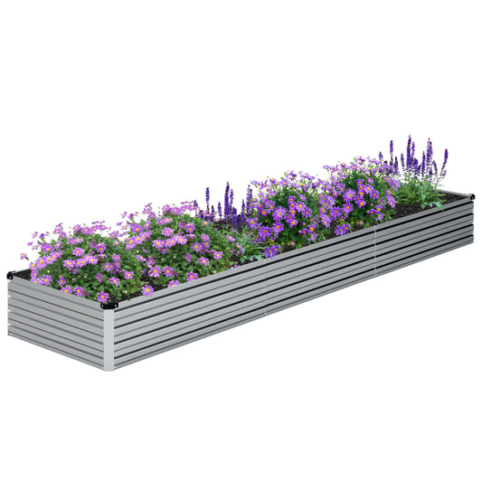 DIIYIV 12x2x1FT Galvanized Raised Garden Bed Kit,Vegetable Boxes-Rectangle Metal Flower Box,Large Planter Raised Beds Outdoor Garden for Planting,Fruit,Herb-Silver