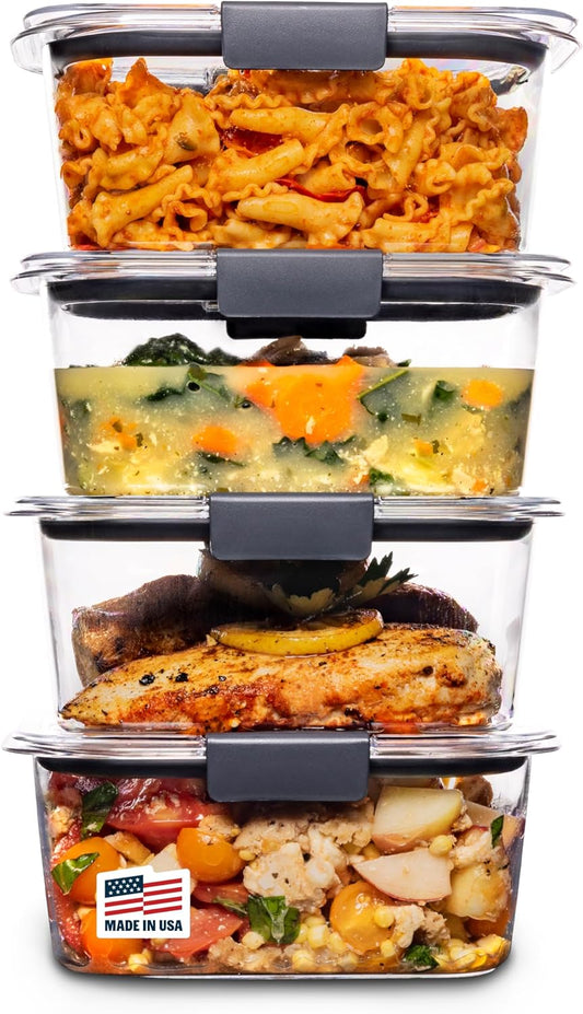 Rubbermaid Brilliance Airtight Food Storage Containers - BPA Free | Set of 4 (4.7 Cup) for Meal Prep & Leftovers