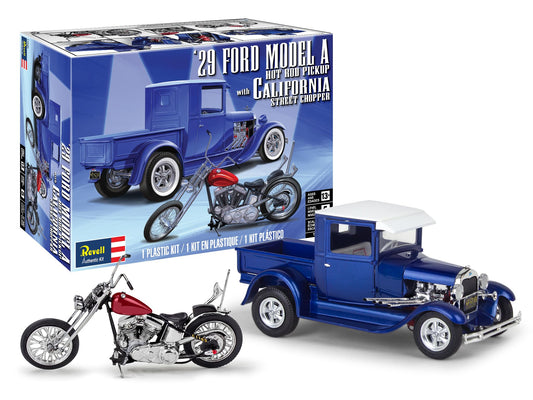 Revell 14565 1929 Ford Model A Hot Rod Pickup with California Street Chopper 1:25 Scale 205-Piece Skill Level 5 Model Building Kit