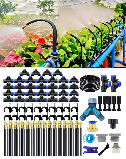 Drip Irrigation Kit Automatic Watering System for Potted Plants, 360 Degree Adjustable Copper Micro Sprinklers, Quick Connect Tubing Fittings for Garden, Lawn, Patio, Balcony (165 FT)