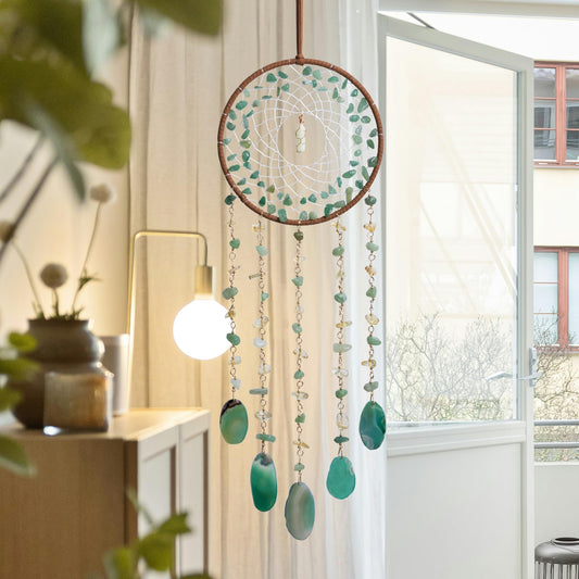 Boho Dream Catchers, Crystal Large Dreamcatcher Green Turquoise Suncatchers for Windows Wall Hangings Decoration Gifts for Adult Girls Bedroom Garden Room Decor