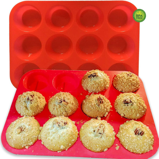 Skiennix Silicone Muffin Pan - 12-Cup Non-Stick Baking Mold | Dishwasher & Microwave Safe