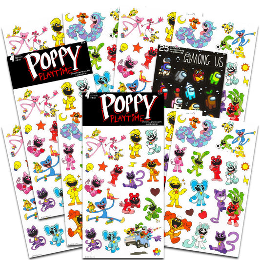 Poppy Play Time Sticker Pack for Kids - Poppy Play Time Party Favors Bundle with 8 Poppy Play Time Sticker Sheets | Poppy Play Time Party Supplies Set