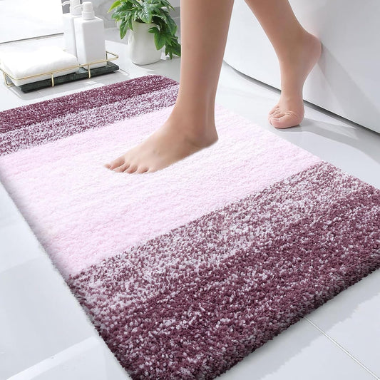 OLANLY Bathroom Runner Rugs - Extra Soft Microfiber Mat with Rubber Backing | 47x20 Inches, Quick Dry, Mauve