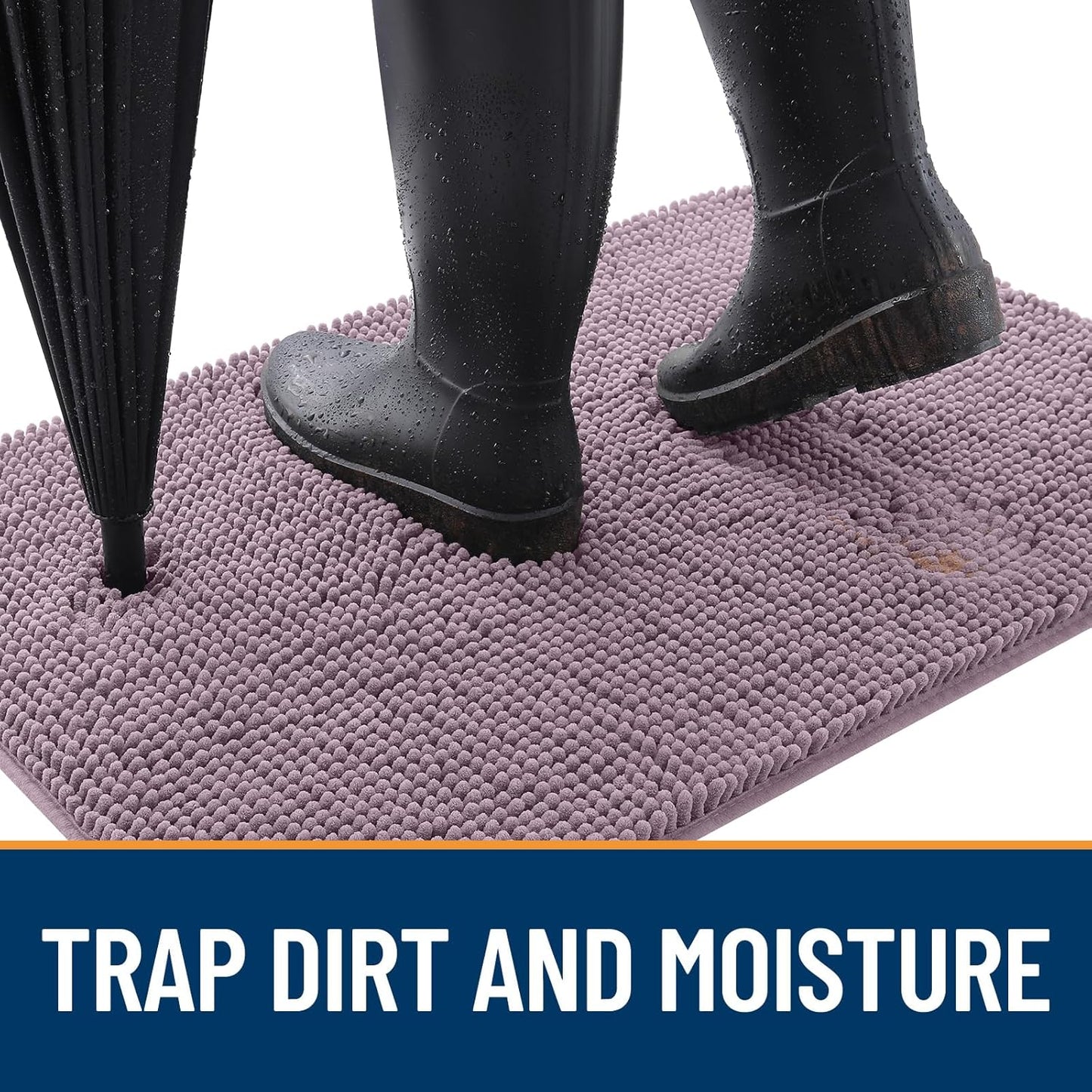 OLANLY Dog Door Mat - Absorbent Non-Slip Washable Chenille Mat for Muddy Paws | 47x24 Deep Plum
