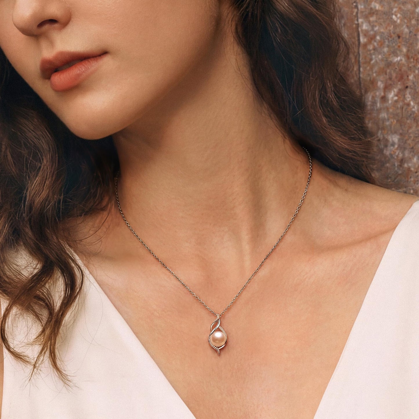 FANCIME Gift for Women Wife Freshwater Cultured Pearl Necklace Sterling Silver Moana Grace 10-12MM Freshwater Cultured Pearl Luxury Jewelry Gift for Women, Mother, Wife, 16"+2" Adjustable
