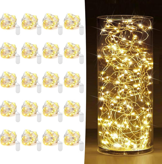 Skiennix 20 Pack Fairy Lights - Battery Operated 7ft Mini String Lights | Warm White Twinkle Lights for Weddings & Parties
