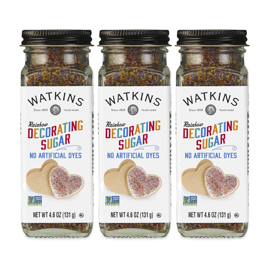 Watkins Rainbow Decorating Sugar - Non-GMO, 4.6 Ounce | Pack of 3 for Vibrant Baking
