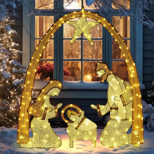 Lighted Outdoor Nativity Scene | Large Christmas Holy Family Yard Decoration for Festive Lawn Decor