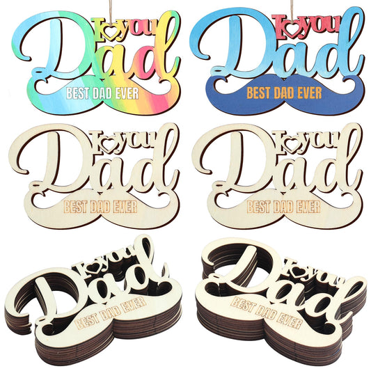 24Pcs I Love You DAD Unfinished Wood Crafts, Best DAD Crafts DAD Cutouts Gift Wooden Tags Wooden Letters Ornaments Happy Fathers Day Crafts for Kids Party Decor Classroom Kindergarten Gift Activities