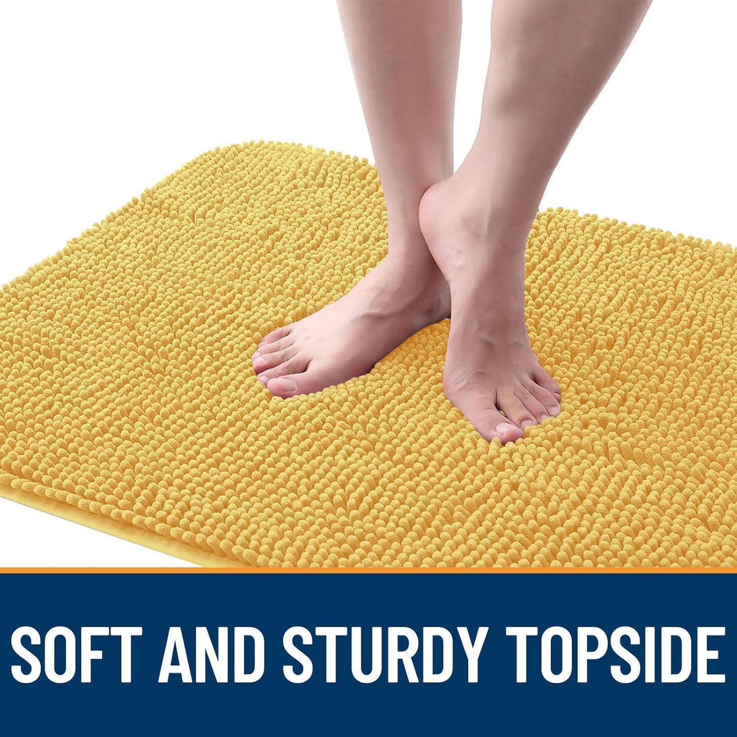 OLANLY Dog Door Mat - Absorbent Non-Slip Chenille Mat for Muddy Paws | 59x35 Inches, Quick Dry, Yellow