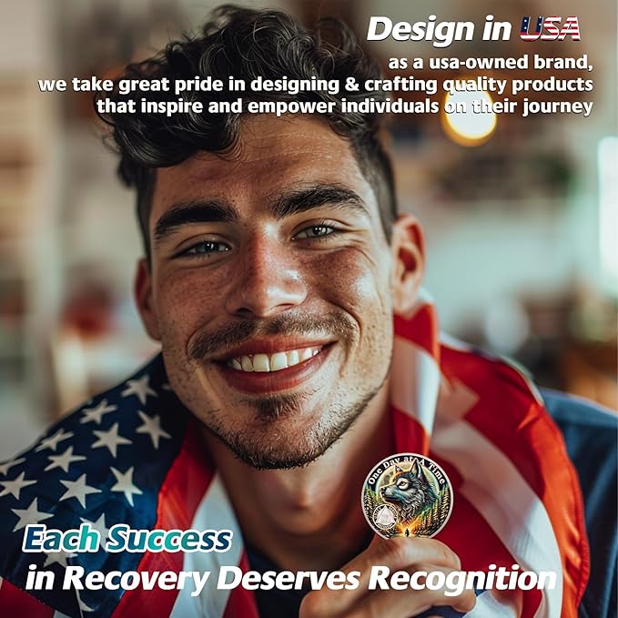One Day at a Time 27 Year Sobriety Coin - Recovery Aurora Forest Wolf AA Coins - Addiction NA AA Chips and Medallions - Celebrate 1-30 Living Clean Narcotics Alcoholics Anonymous Gifts for Men Women