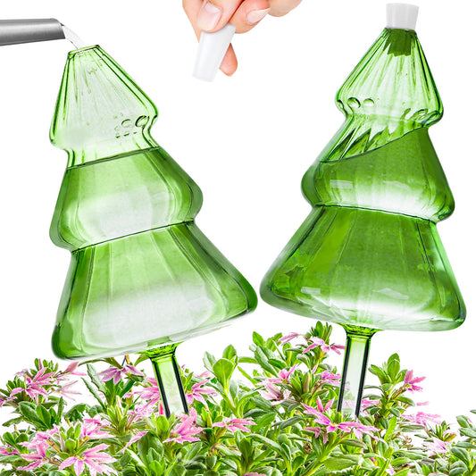 12 oz Large Plant Watering Globes, Glass Self Watering Globes, Unique Christmas Tree Self Watering Planter Insert, Vacation Plant Watering Devices, Automatic Watering Bulbs (Large-2 Pack)
